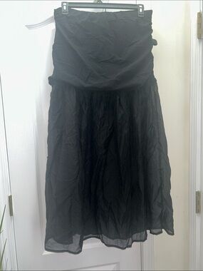 Strapless Black Maxi Dress with Flowing Skirt
